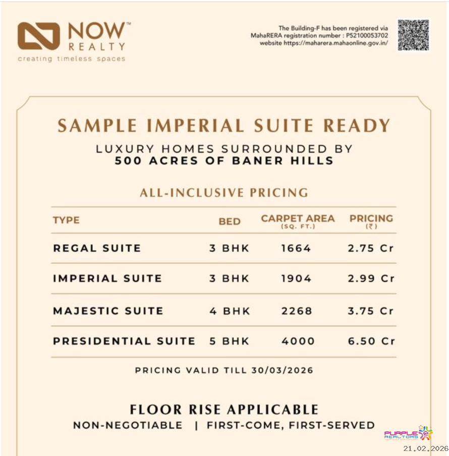 1 Presidential 24K Sereno Baner Pune 3BHK 4BHK Price Location Floor ...